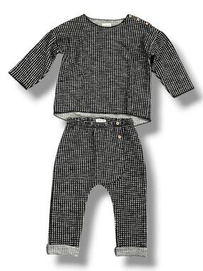 NWT Play Up Sustainable Black White Patterned Wool Blend Matching Outfit 18M